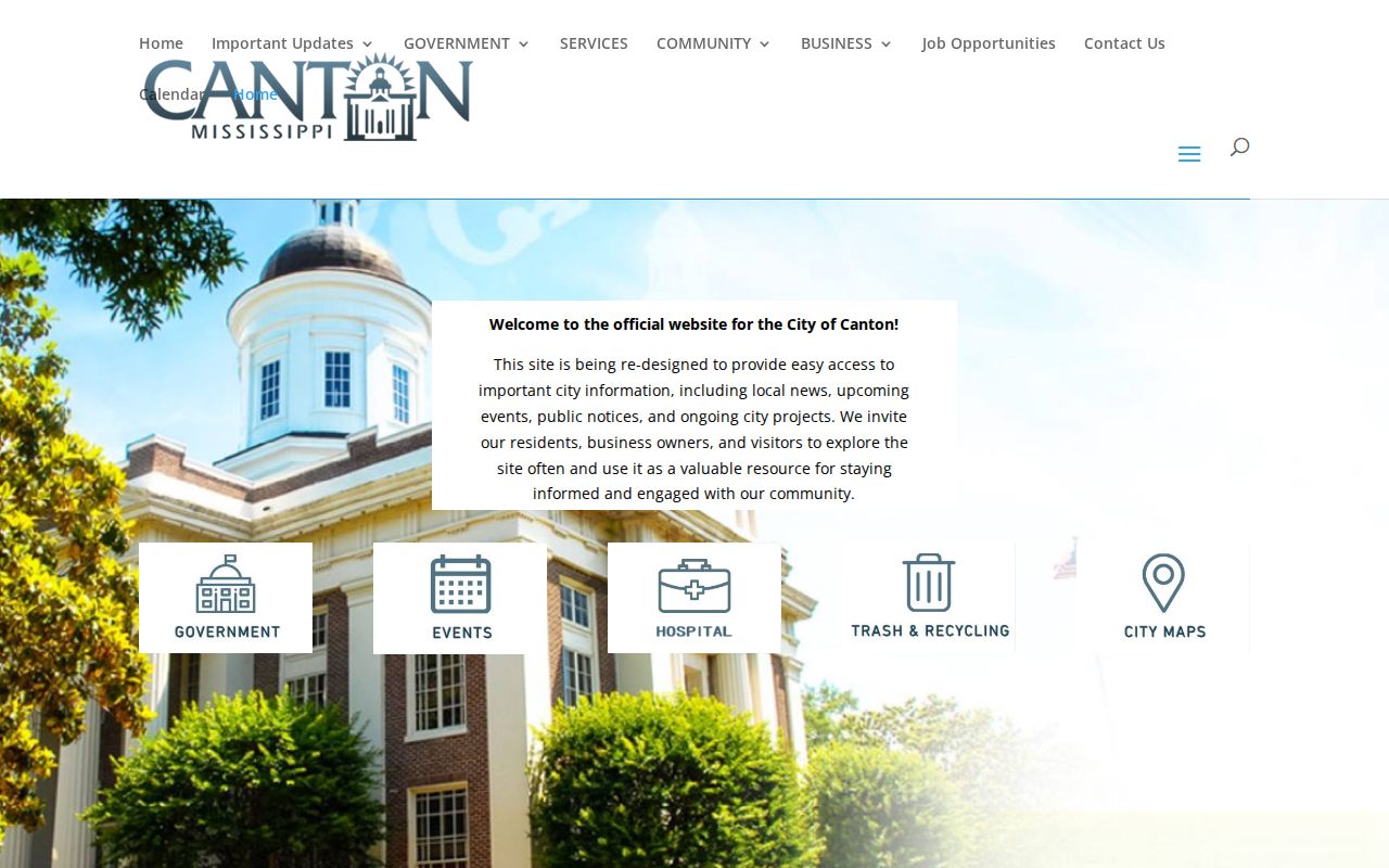 Canton, Mississippi municipal website contact information for arrest-record requests
