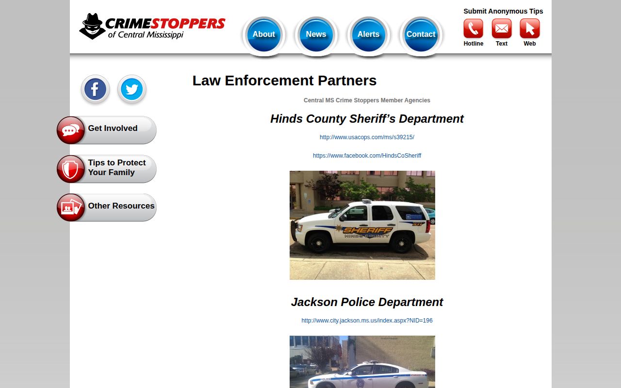 Madison County wanted-record tip contact source for Central Mississippi Crime Stoppers